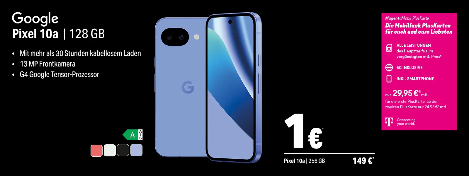 Werbebanner: Google Pixel 10a Smartphone mit 128 GB und MagentaMobil PlusKarte